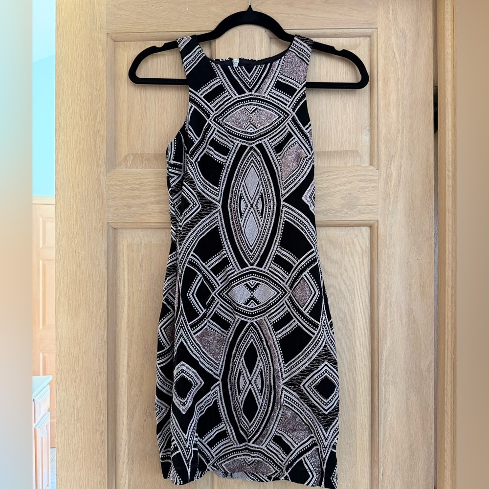 Speechless Black and Gray Halter Sheath Mini Dress